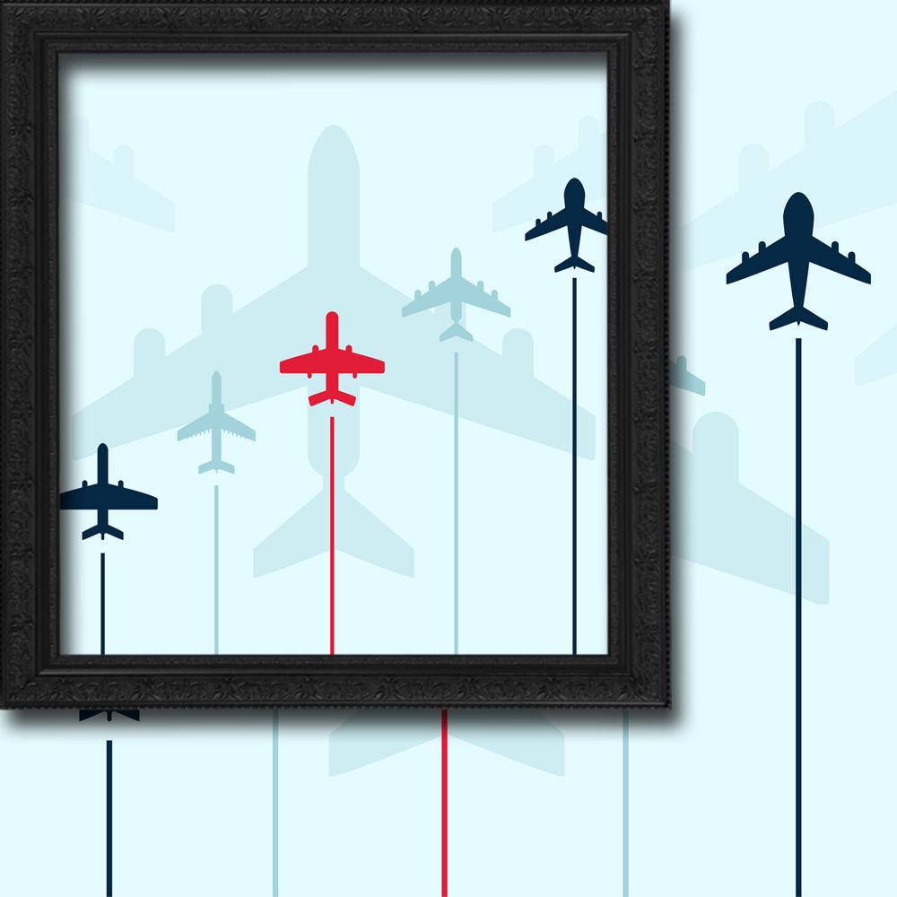 made to measure blackout kids curtain airplane silhouettes on a light blue background