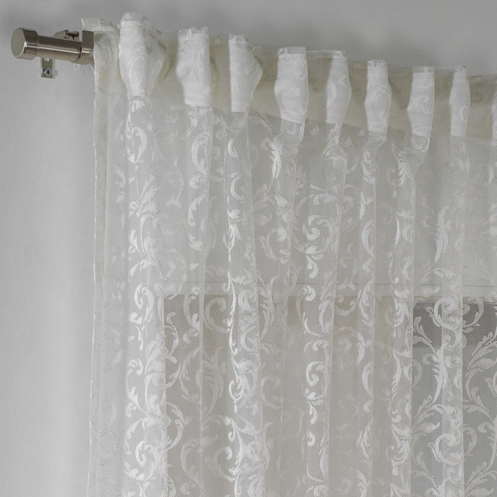 Off‑white ivory sheer voile curtain made to measure, shown in an extra‑wide panel with a smooth airy drape and premium soft‑light filtering