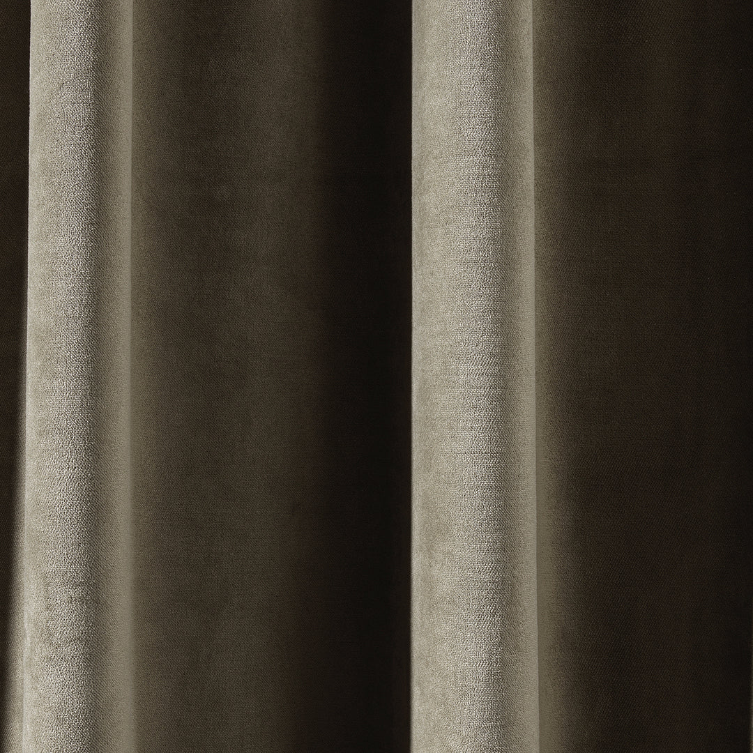  A soft matte velvet swatch in khaki green, showing muted earthy tone, smooth pile and matte texture, made to measure and available by the metre.