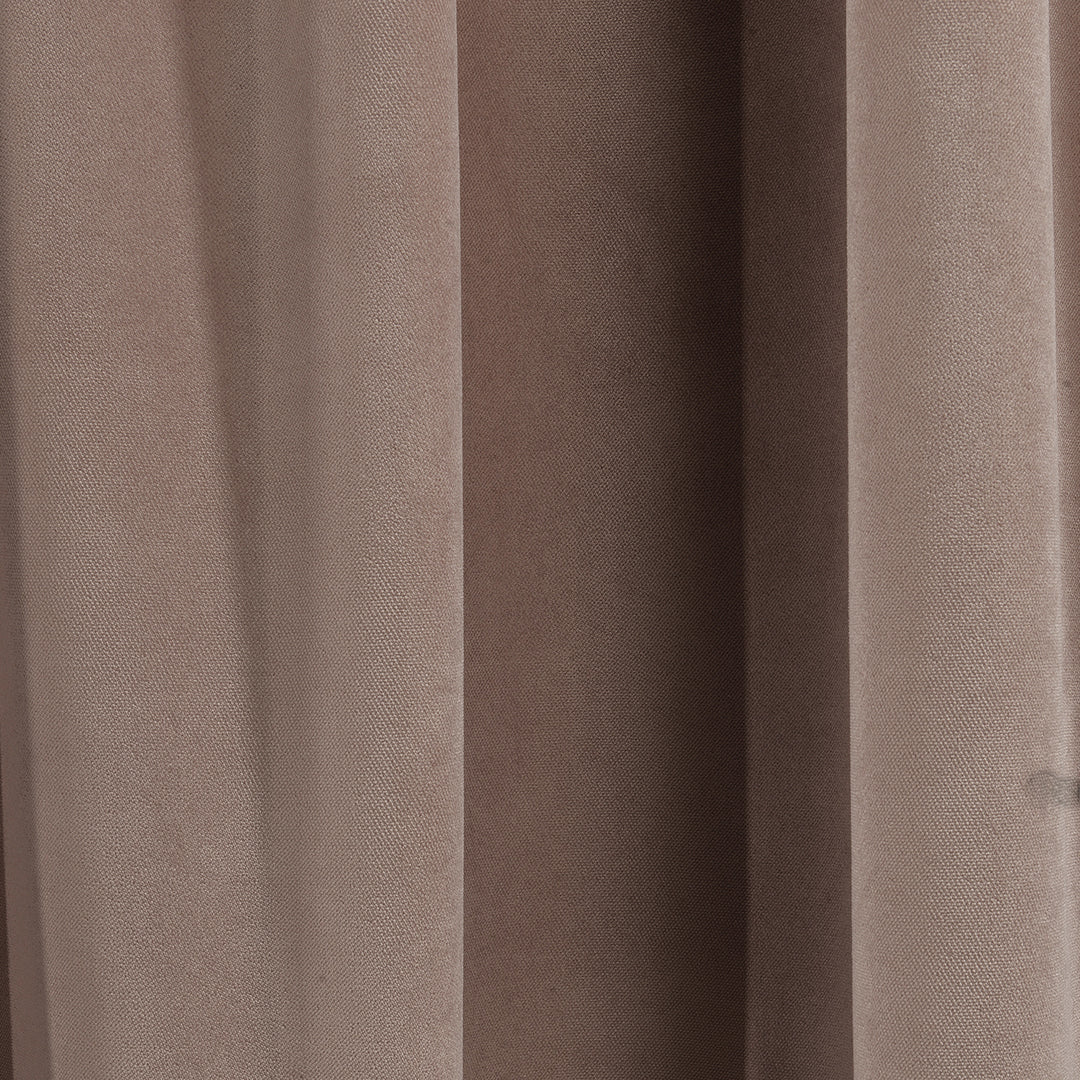 A soft matte velvet swatch in beaver brown, featuring earthy tone, smooth pile texture and matte finish, made to measure and available by the metre.