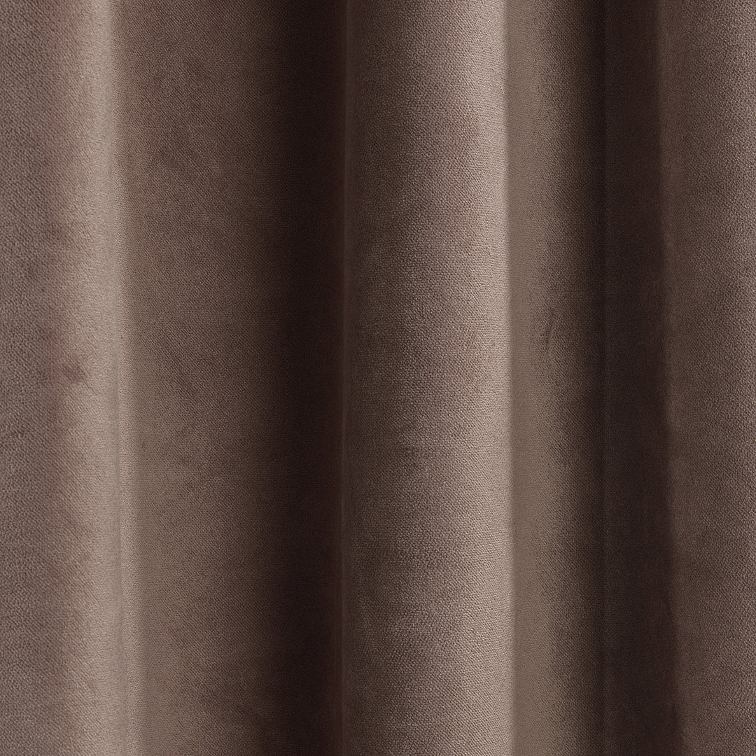 A soft matte velvet swatch in rose taupe, showing warm pink‑brown tone, fine pile and matte surface, made to measure and available by the metre.