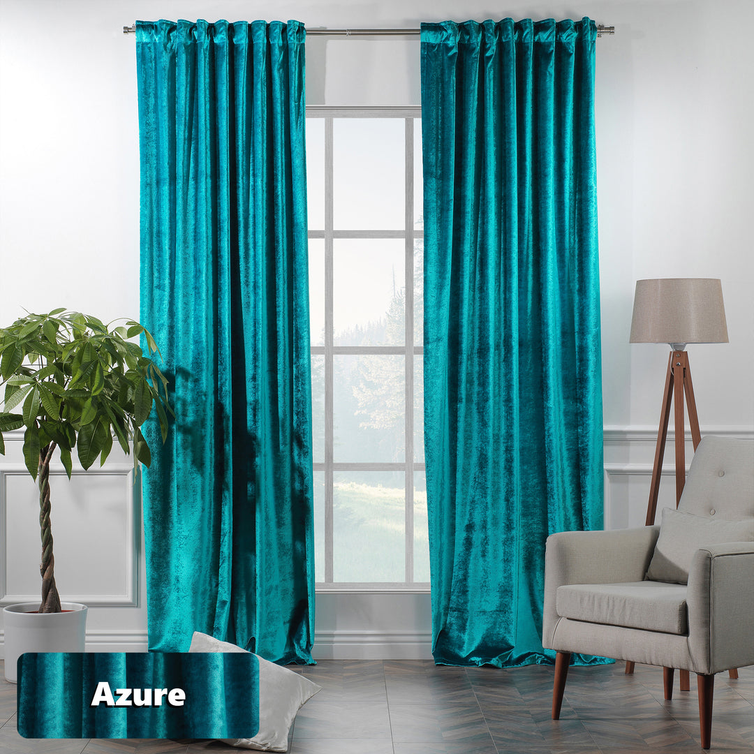 Made‑to‑measure velvet eyelet curtain featuring easy‑glide rings and a refined drape.