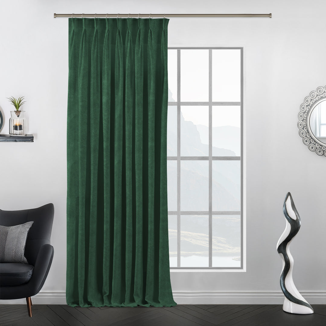 Custom pinch pleat velvet curtain offering deep folds and a premium structured drape