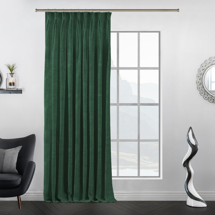 Custom pinch pleat velvet curtain offering deep folds and a premium structured drape
