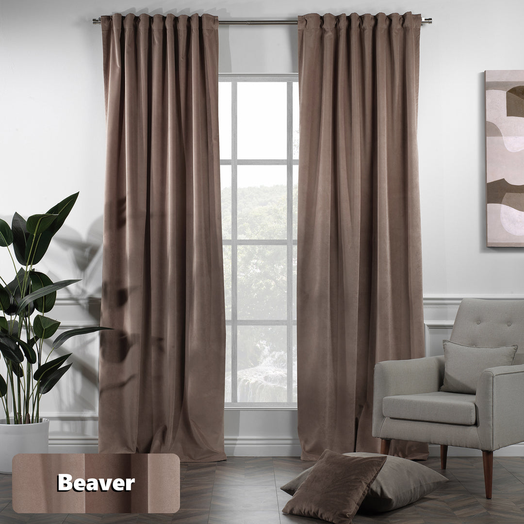 Made to measure extra‑long and extra‑wide braver matte velvet curtain featuring a soft smooth drape and muted velvety texture, offering enhanced light reduction and a deep modern full‑coverage look, highlighting its rich braver tone and premium contemporary velvet finish.