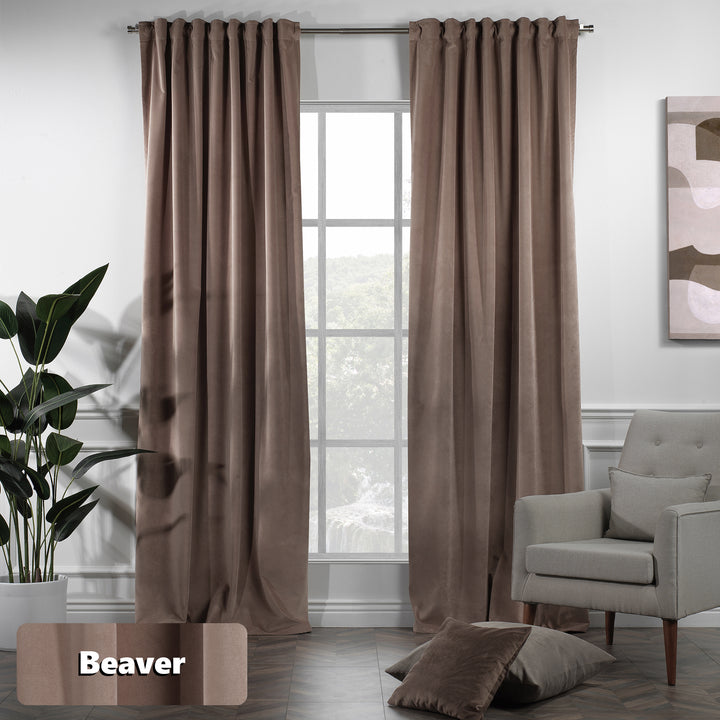 Made to measure extra‑long and extra‑wide braver matte velvet curtain featuring a soft smooth drape and muted velvety texture, offering enhanced light reduction and a deep modern full‑coverage look, highlighting its rich braver tone and premium contemporary velvet finish.