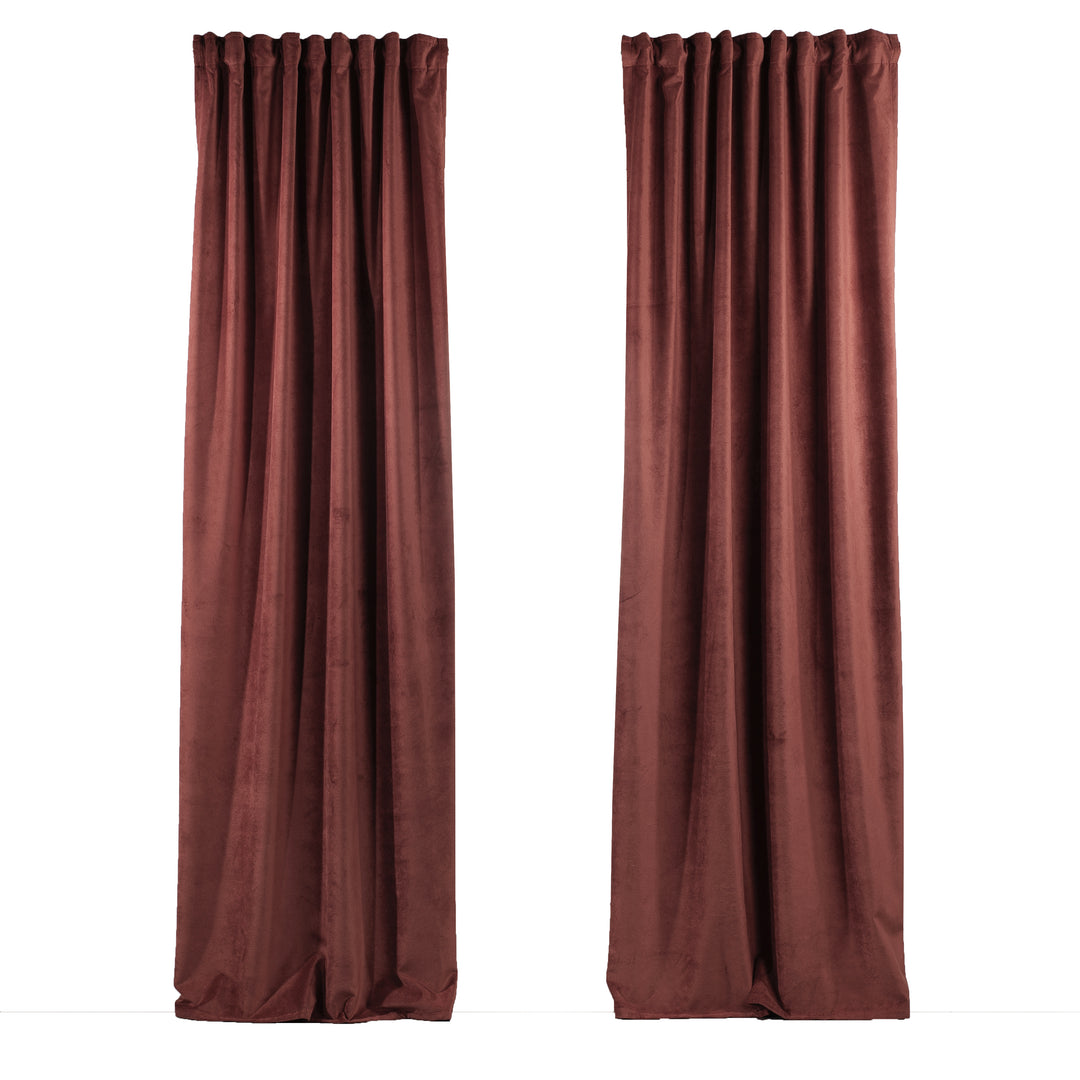 Brick matte velvet extra‑long extra‑wide curtain with deep brick‑red tone and soft matte texture.