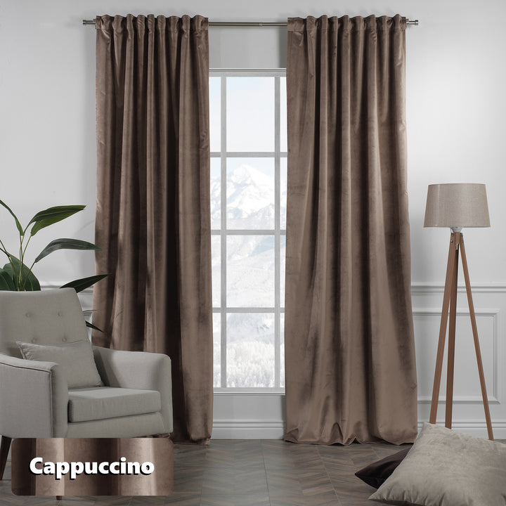 Made‑to‑measure eyelet‑top matte velvet curtain with extended drop and clean modern texture.