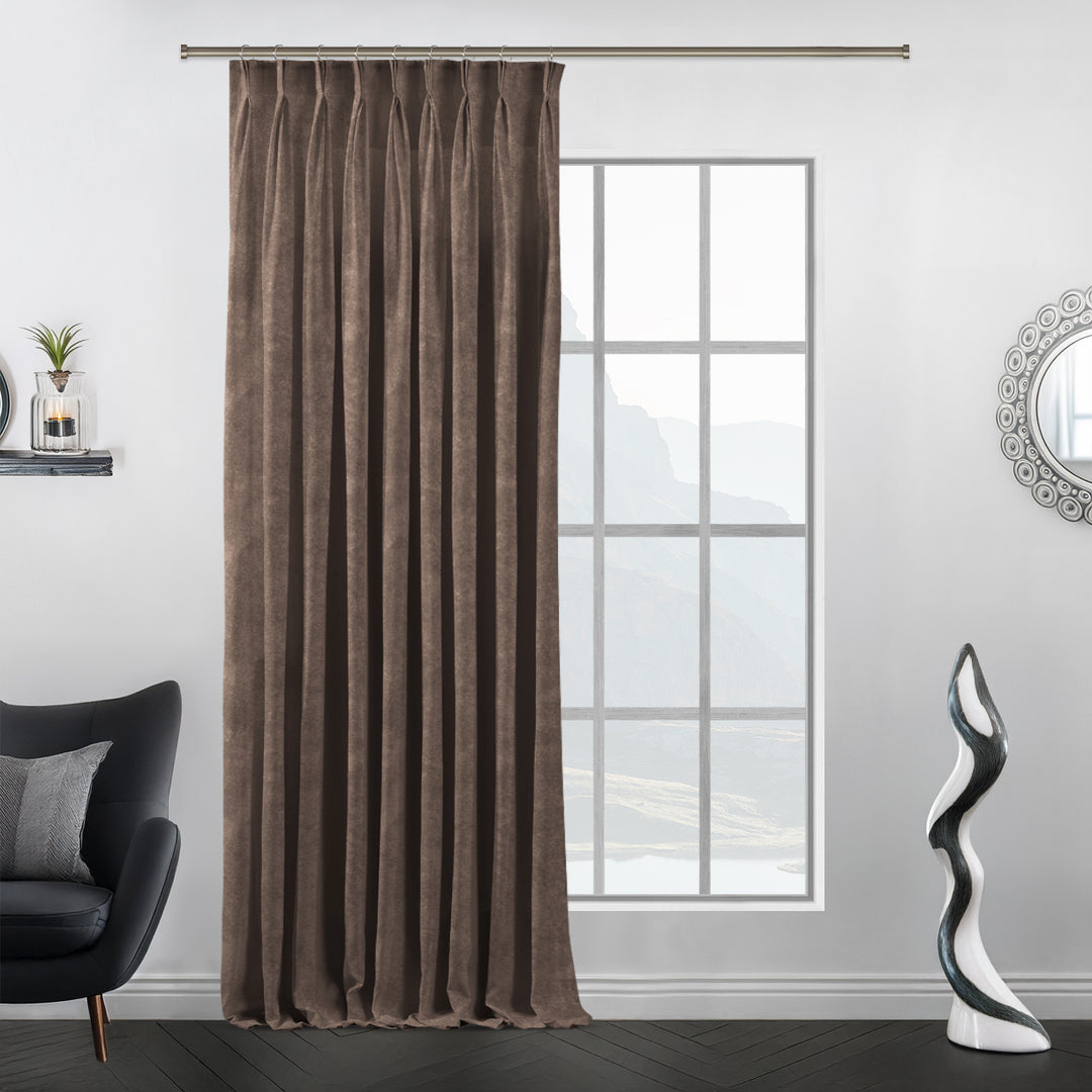 Made‑to‑measure eyelet‑top matte velvet curtain with extended drop and clean modern texture