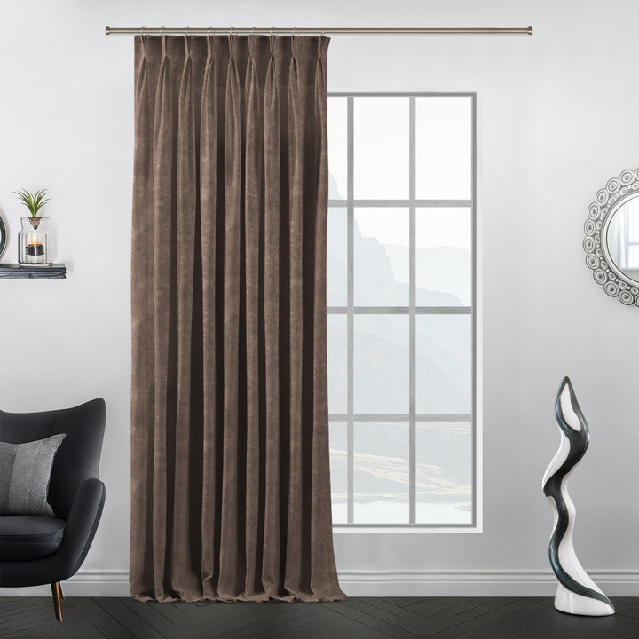 Made‑to‑measure eyelet‑top matte velvet curtain with extended drop and clean modern texture