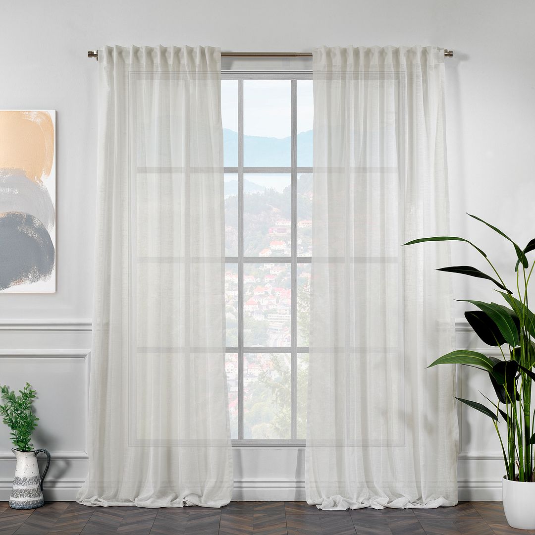 Linen Look Semi‑Sheer Curtains – Made to Measure in Multiple Colours