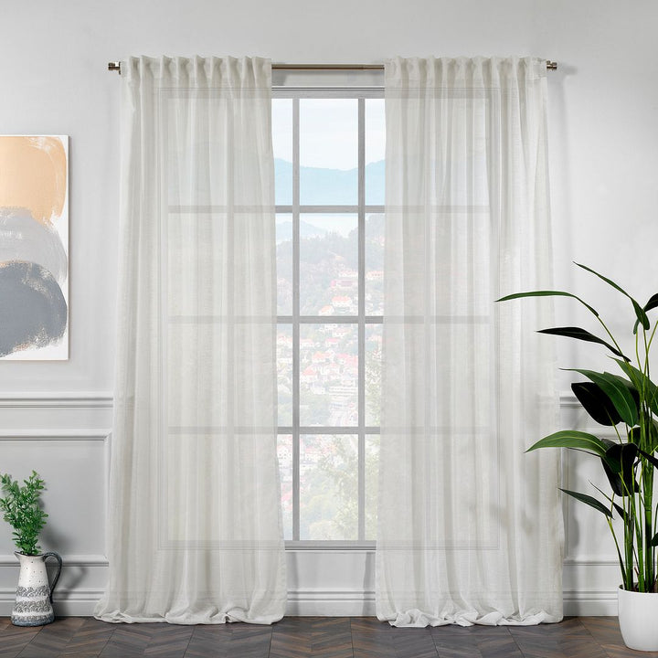 Linen Look Semi‑Sheer Curtains – Made to Measure in Multiple Colours