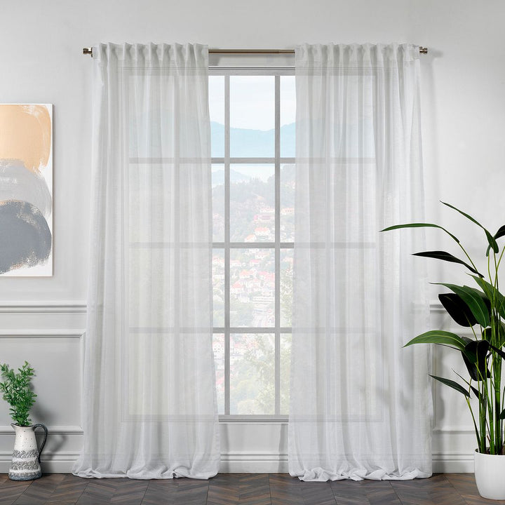 Linen Look Semi‑Sheer Curtains – Made to Measure in Multiple Colours