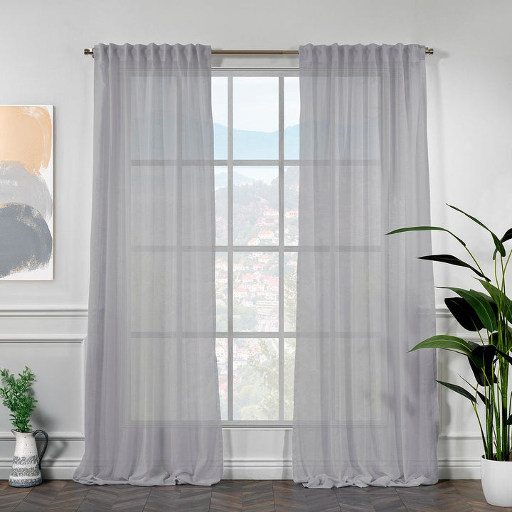 Linen Look Semi‑Sheer Curtains – Made to Measure in Multiple Colours