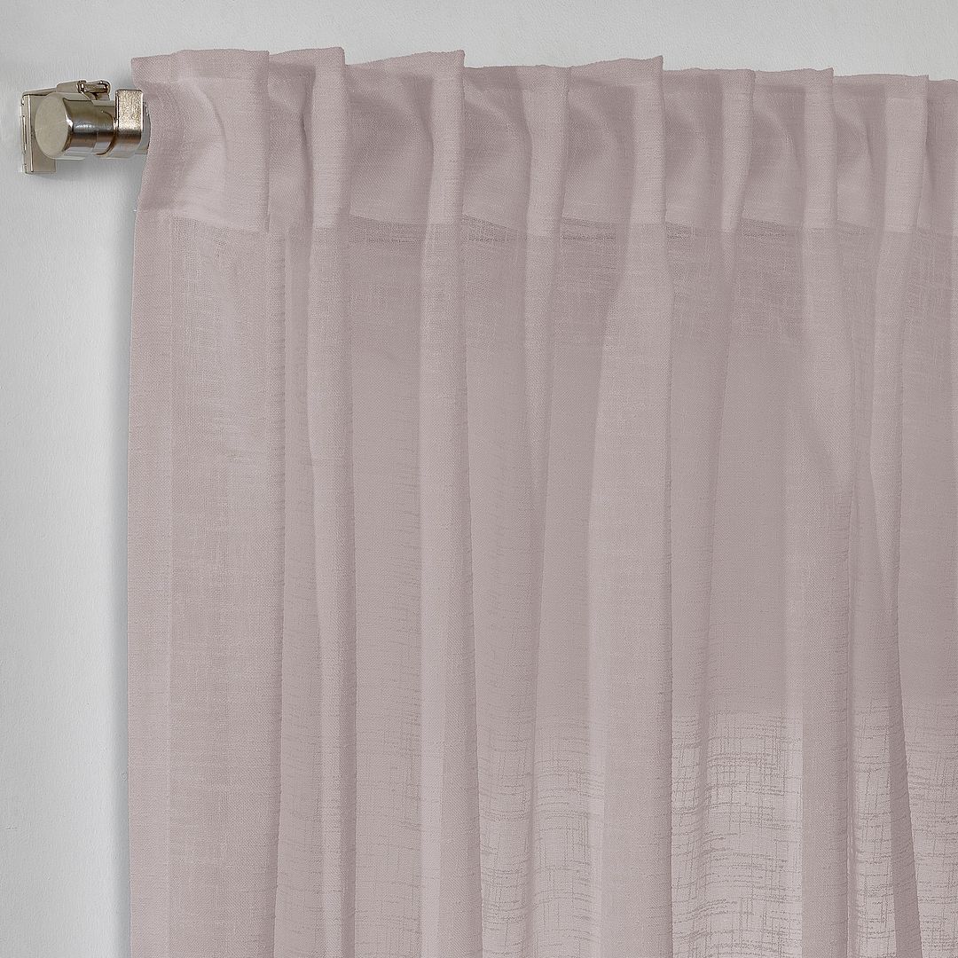 modern  rose pink faux linen semi sheer curtains made to measure with a rod 