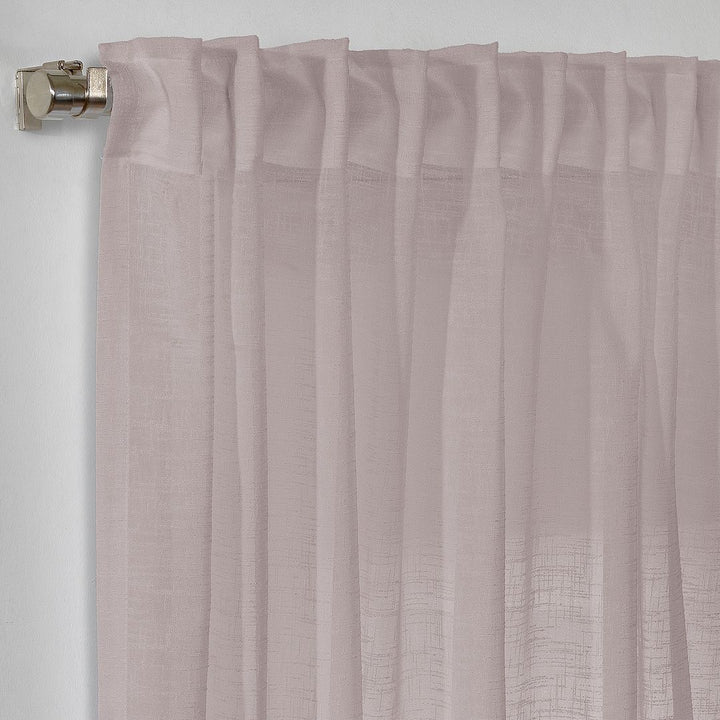 modern  rose pink faux linen semi sheer curtains made to measure with a rod 