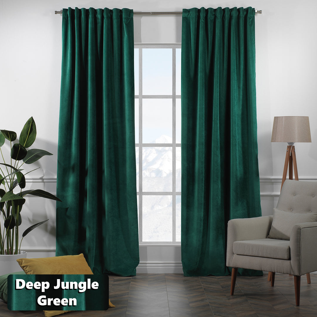 Matte velvet eyelet curtain with smooth ring‑top movement and a long, elegant drape.