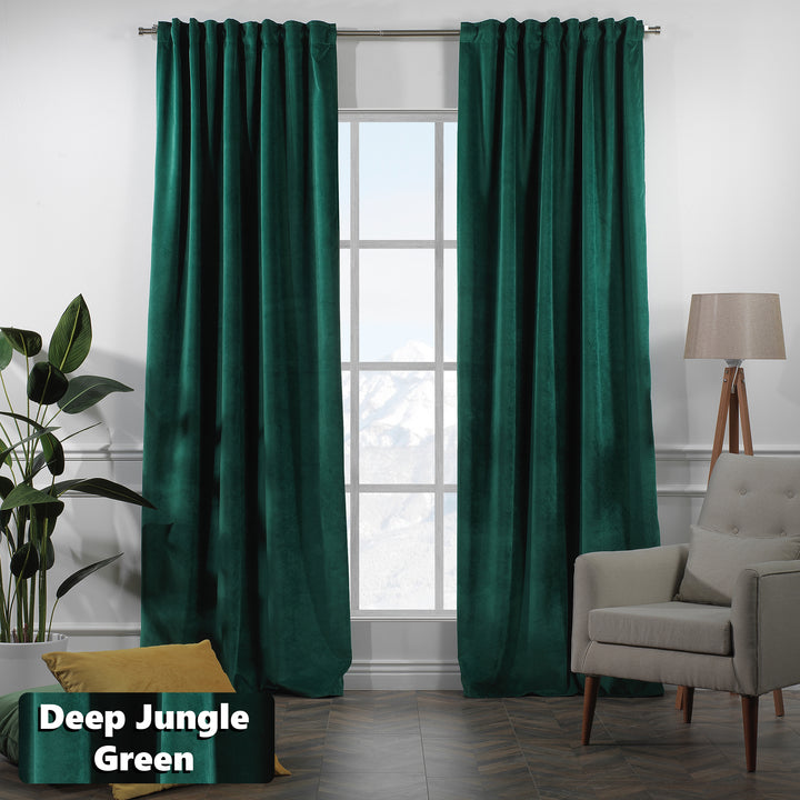 Matte velvet eyelet curtain with smooth ring‑top movement and a long, elegant drape.