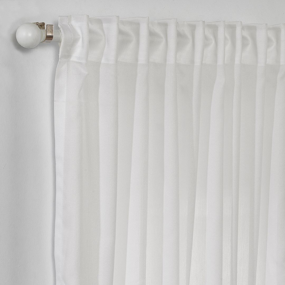 Extra‑long and extra‑wide ecru chiffon semi‑sheer curtain, made to measure, offering airy light diffusion and a refined soft drape