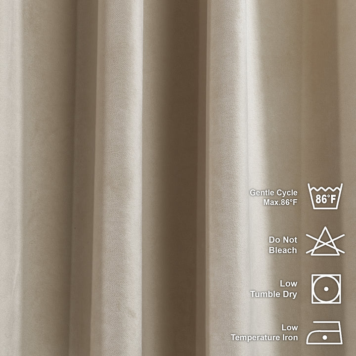 Ecru matte velvet curtain featuring a soft, smooth drape and rich muted texture, offering gentle light reduction and a warm elegant look, highlighting its natural ecru tone and premium modern velvet finish.