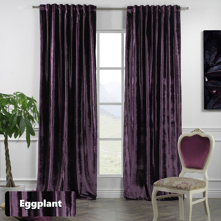 Made‑to‑measure shiny velvet eyelet curtain offering glossy drape and wide, elegant coverage.