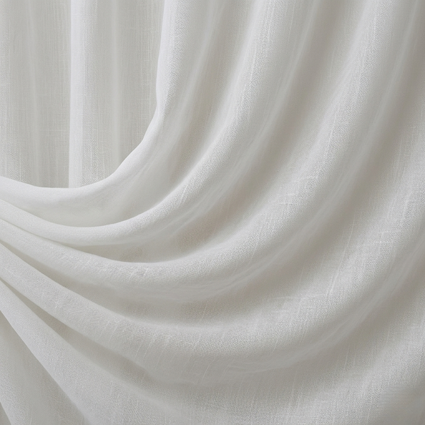 Linen sheer curtain collection banner showcasing natural woven texture and soft light diffusion