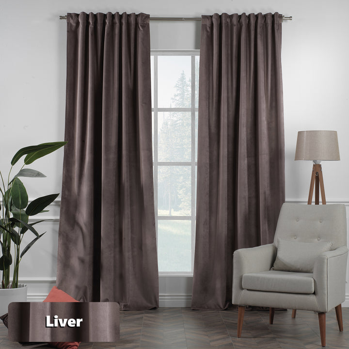 Made‑to‑measure eyelet‑top matte velvet curtain with extended drop and clean modern texture.