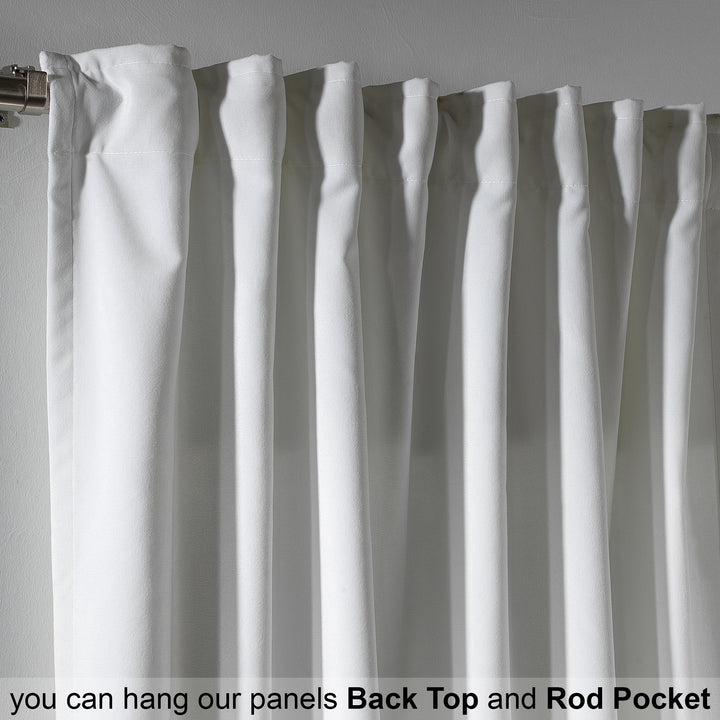Made to measure white matte velvet curtain featuring a soft smooth drape and muted velvety texture, offering gentle light reduction and a clean elegant look, highlighting its pure white tone and premium modern velvet finish