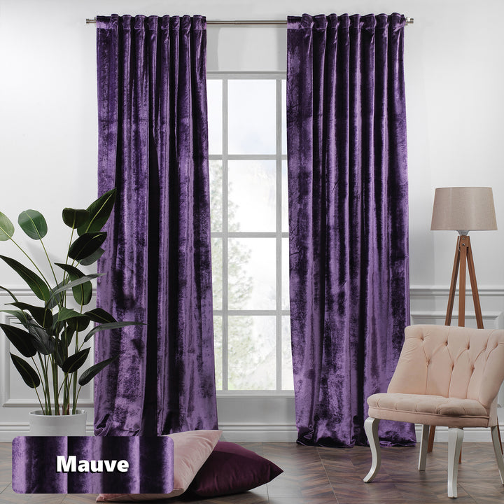 Shiny velvet eyelet curtain with luminous texture and easy‑glide metal rings