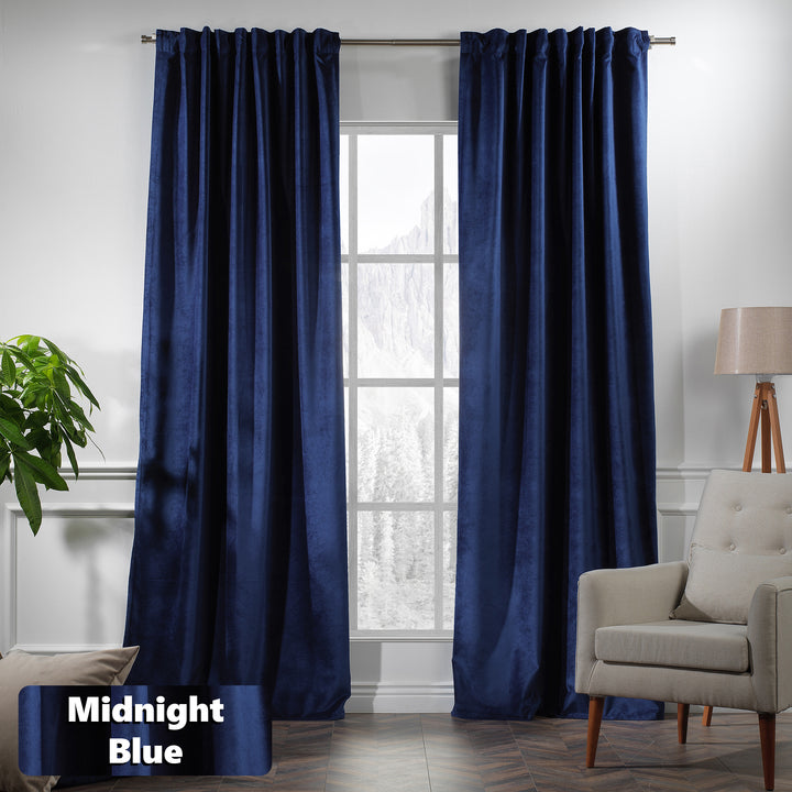Made‑to‑measure matte velvet curtain offering wide coverage, long elegant fall and smooth texture.