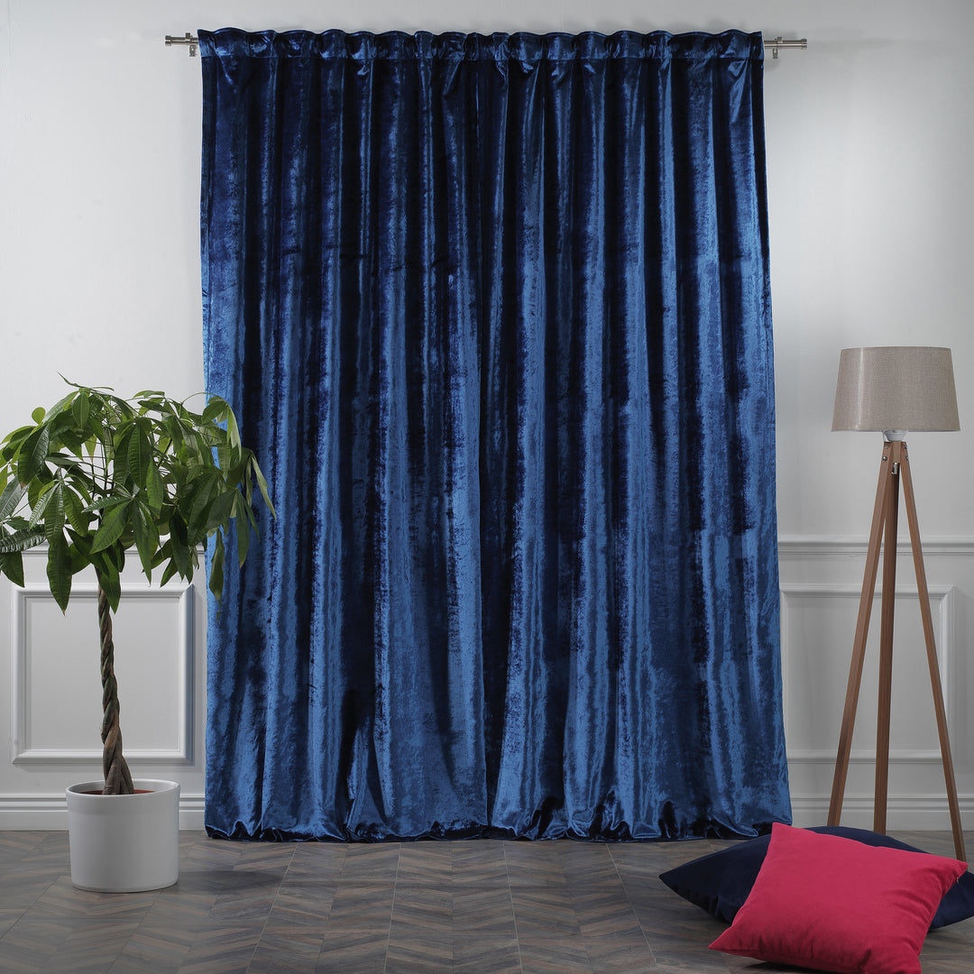 Multi‑fit shiny velvet curtain panel offering versatile hanging options and a smooth, flowing made‑to‑measure fall