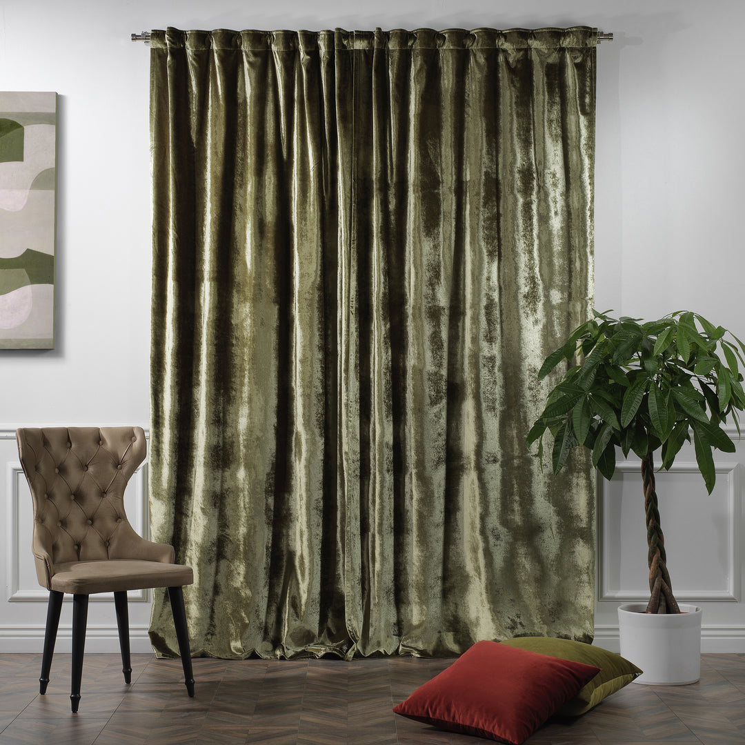 Extra‑wide matte velvet curtain panel with a smooth matte texture and elegant fall.”
