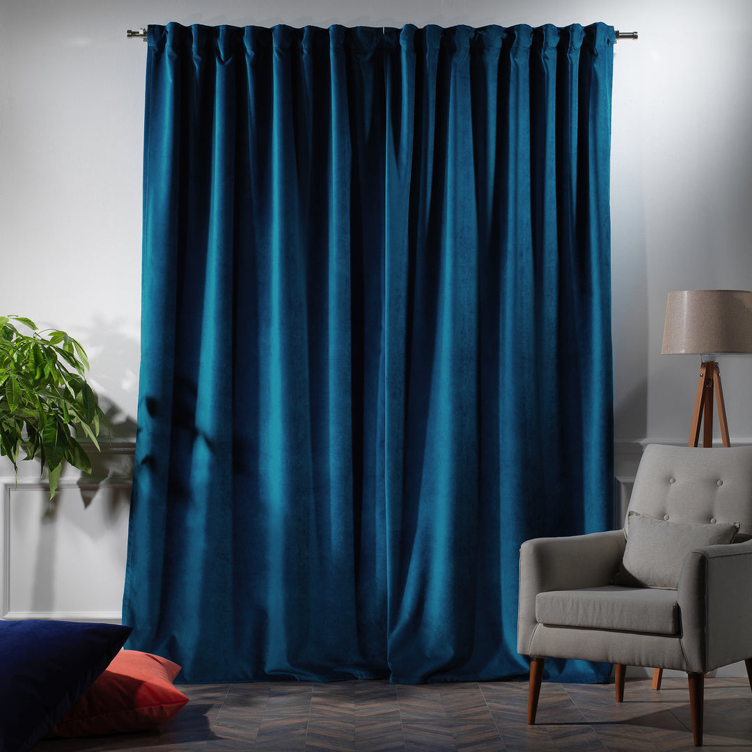 Full‑length matte velvet curtain designed to measure, offering generous width and smooth matte texture.