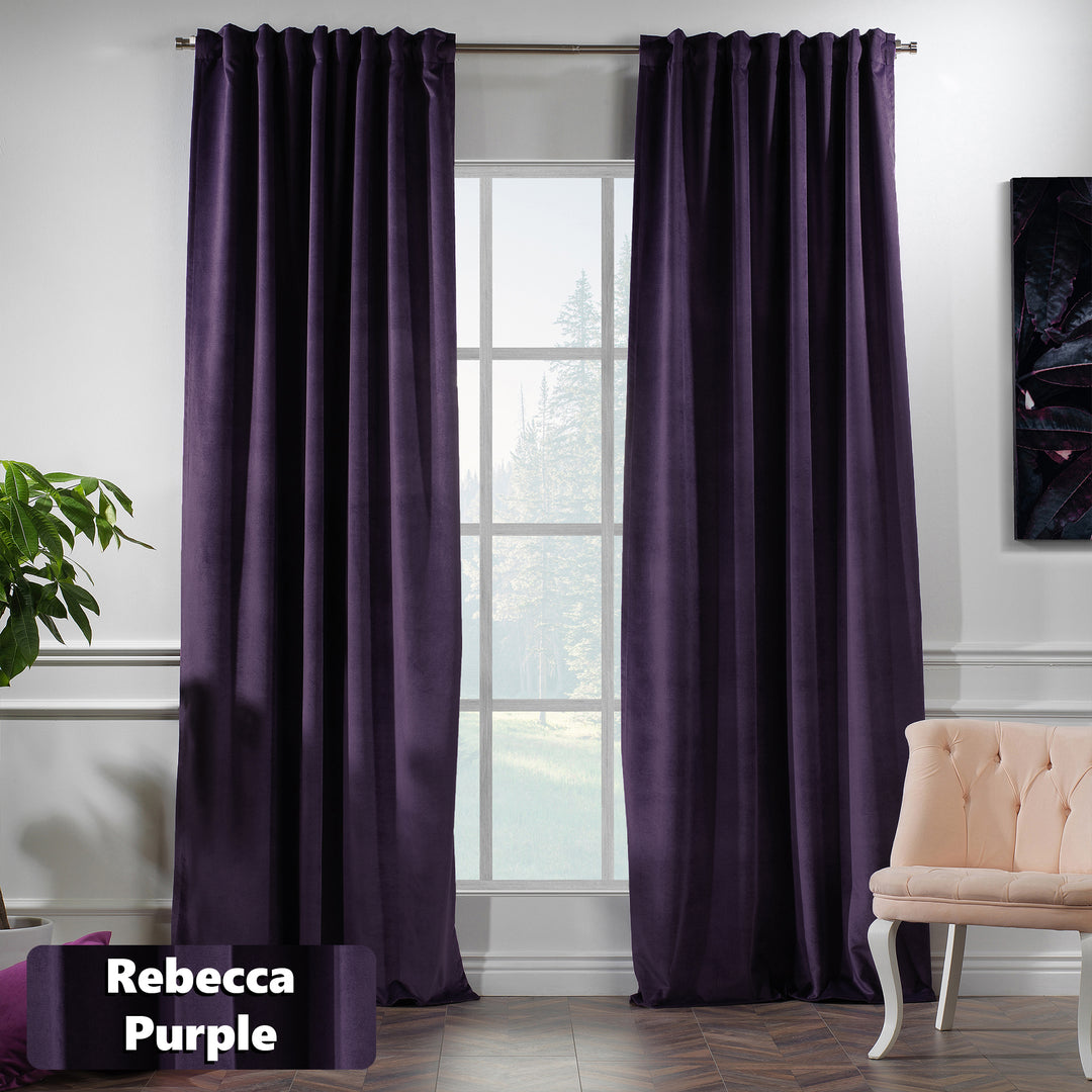 Full‑length matte velvet curtain panel offering wide coverage and soft, elegant texture