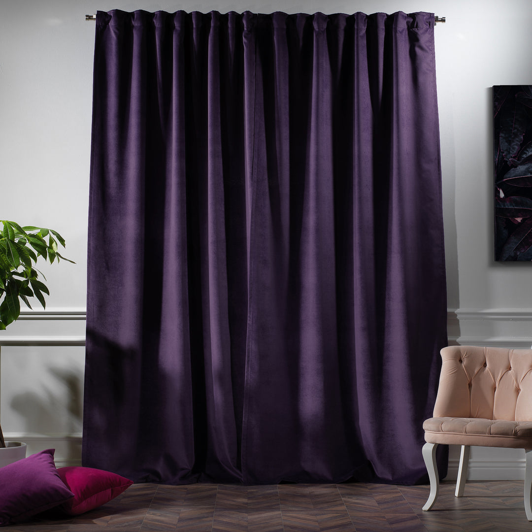 Matte velvet made‑to‑measure curtain with extra‑long extra‑wide drape and smooth modern finish.