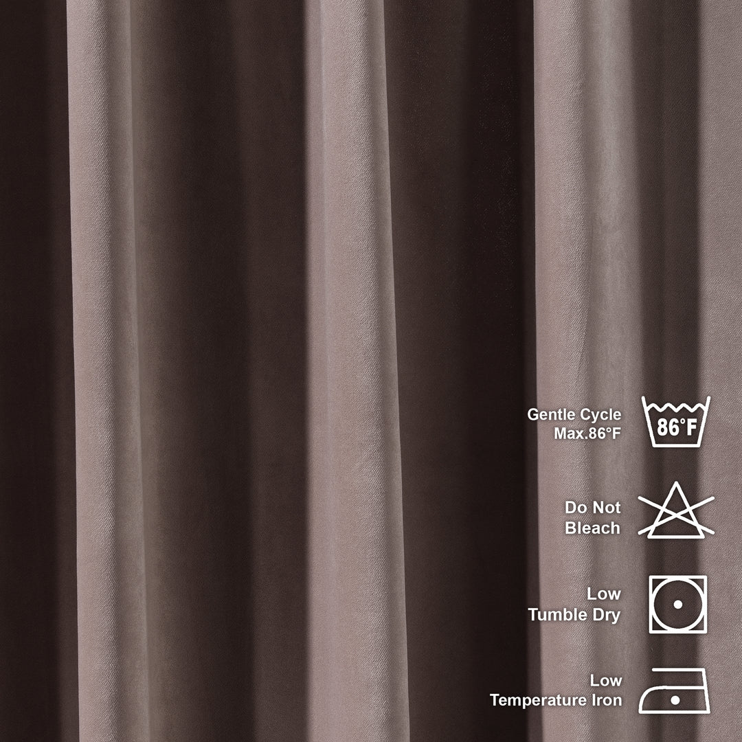 Made to measure rose taupe matte velvet curtain featuring a soft smooth drape and muted velvety texture, offering gentle light reduction and a warm sophisticated look, highlighting its elegant rose‑taupe tone and premium modern velvet finish.