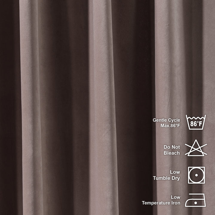 Made to measure rose taupe matte velvet curtain featuring a soft smooth drape and muted velvety texture, offering gentle light reduction and a warm sophisticated look, highlighting its elegant rose‑taupe tone and premium modern velvet finish.