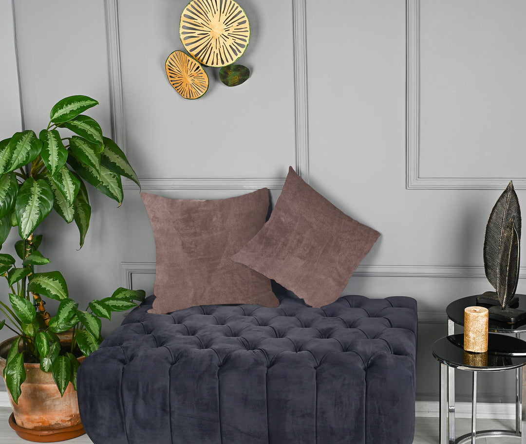 A made to measure cushion cover in soft rose‑pink matte velvet, shown with a gentle velvety surface and neatly tailored edges for an elegant finish

