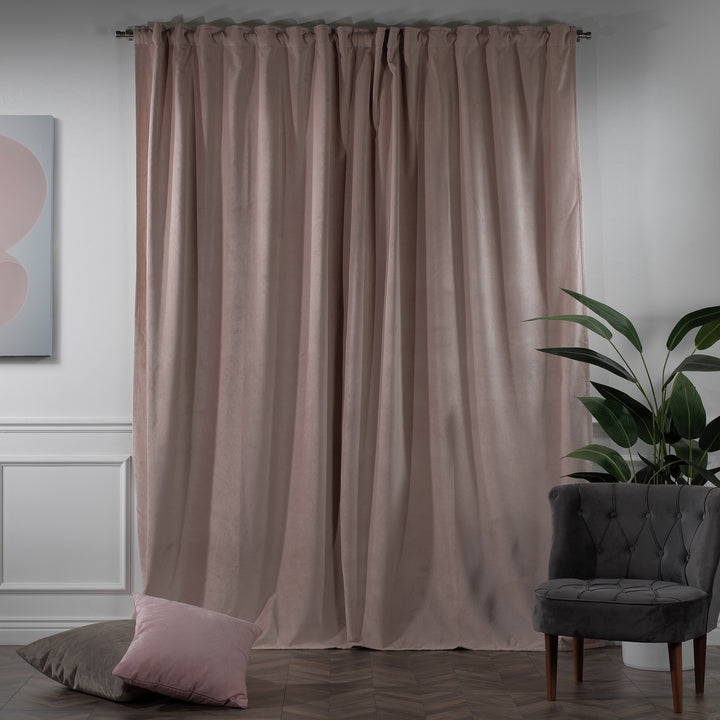 Made to measure salt matte velvet curtain featuring a soft smooth drape and muted velvety texture, offering gentle light reduction and a calm elegant look, highlighting its subtle salt‑white tone and premium modern velvet finish.