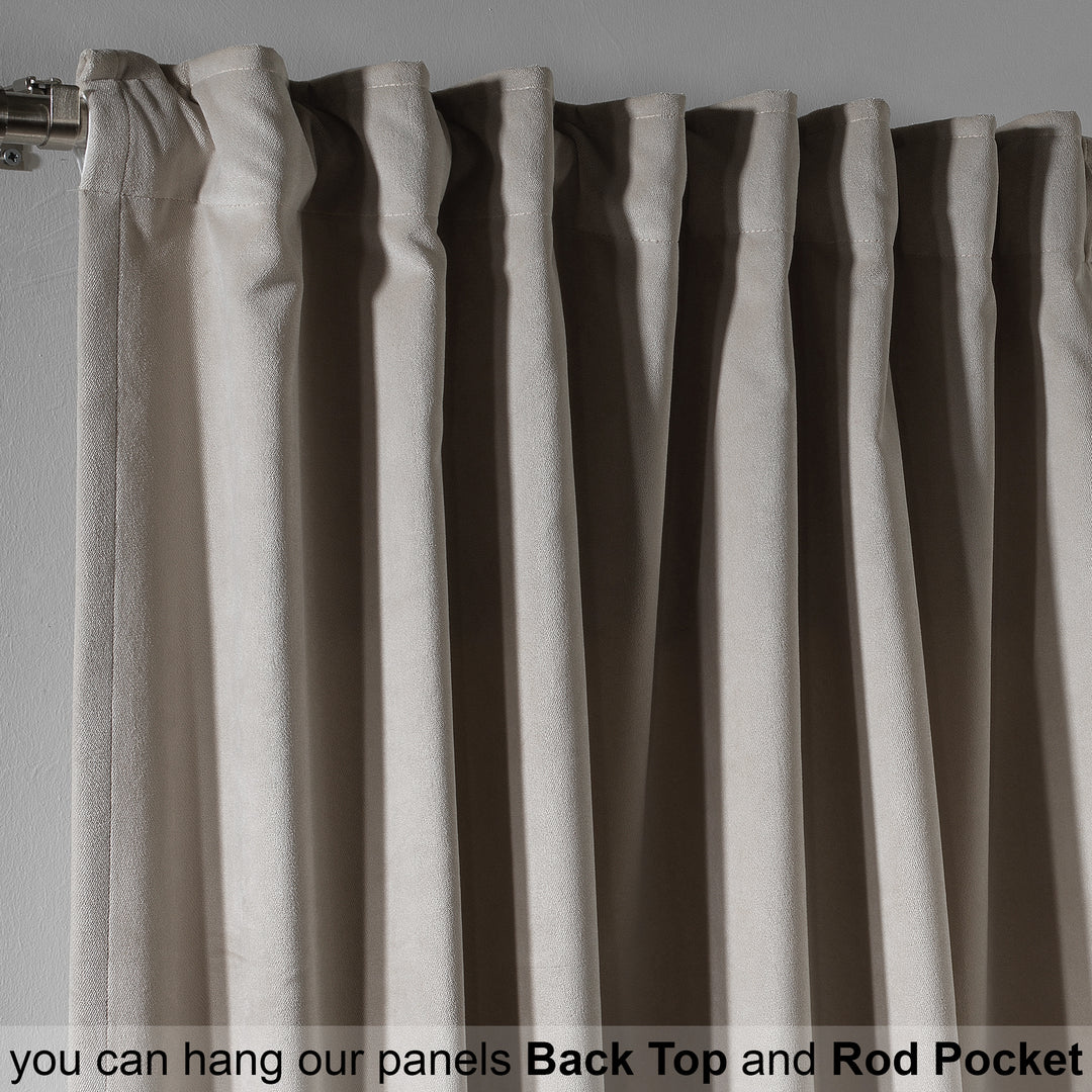 Made to measure seashell matte velvet curtain featuring a soft smooth drape and muted velvety texture, offering gentle light reduction and a warm elegant look, highlighting its subtle seashell tone and premium modern velvet finish.