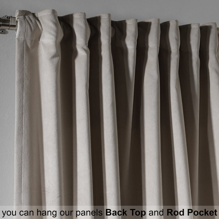 Made to measure seashell matte velvet curtain featuring a soft smooth drape and muted velvety texture, offering gentle light reduction and a warm elegant look, highlighting its subtle seashell tone and premium modern velvet finish.