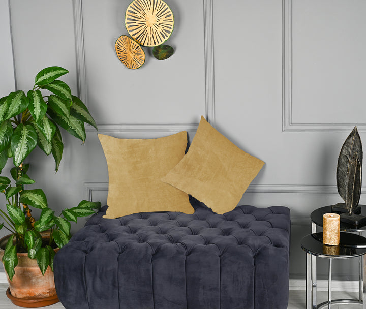 A made to measure cushion cover in warm brown matte velvet, shown with a smooth plush texture and neatly tailored edges for a premium finish