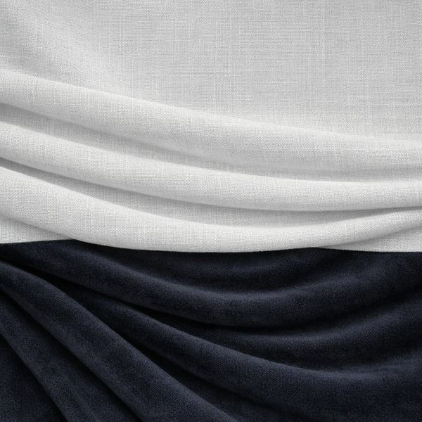 Sheer and velvet block curtain collection banner showcasing the contrast of lightweight translucency and smooth plush velvet.