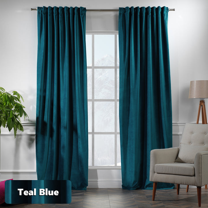 Matte velvet curtain with eyelet header, soft drape and a refined tailored appearance.