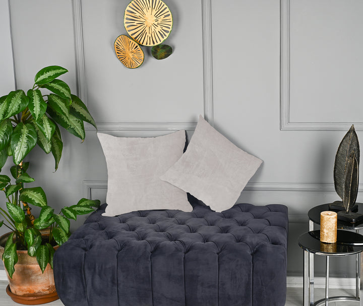 A made to measure cushion cover in muted lavender‑pink matte velvet, shown with a smooth plush texture and refined edges for a calm elegant look