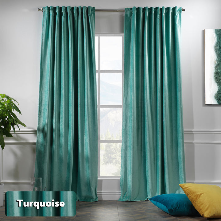 Matte velvet eyelet curtain panel designed for effortless pole movement and wide coverage