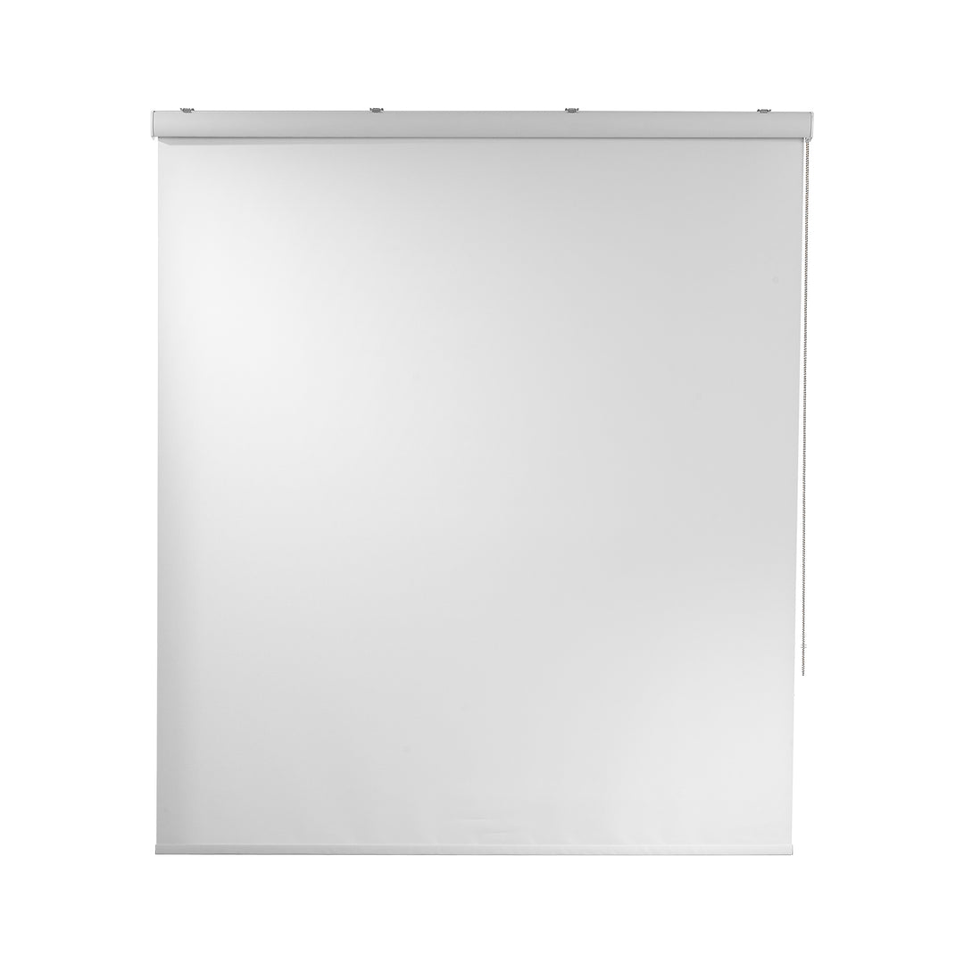 White blackout roller blind made to measure with a smooth matte finish, strong light blocking and a clean minimal look ideal for modern bedrooms