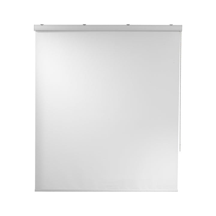 White blackout roller blind made to measure with a smooth matte finish, strong light blocking and a clean minimal look ideal for modern bedrooms
