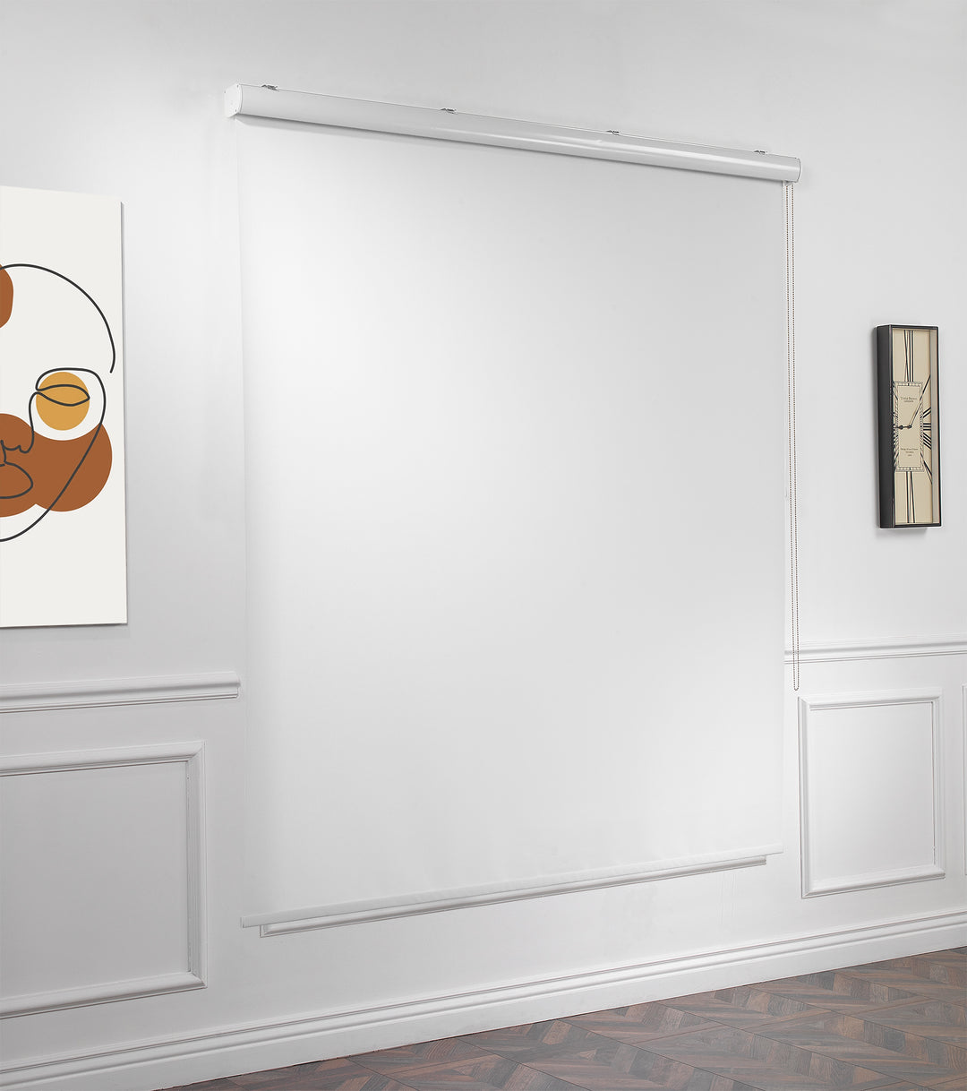 White blackout roller blind made to measure with strong light blocking, smooth matte finish and premium custom fit ideal for bedrooms and privacy control