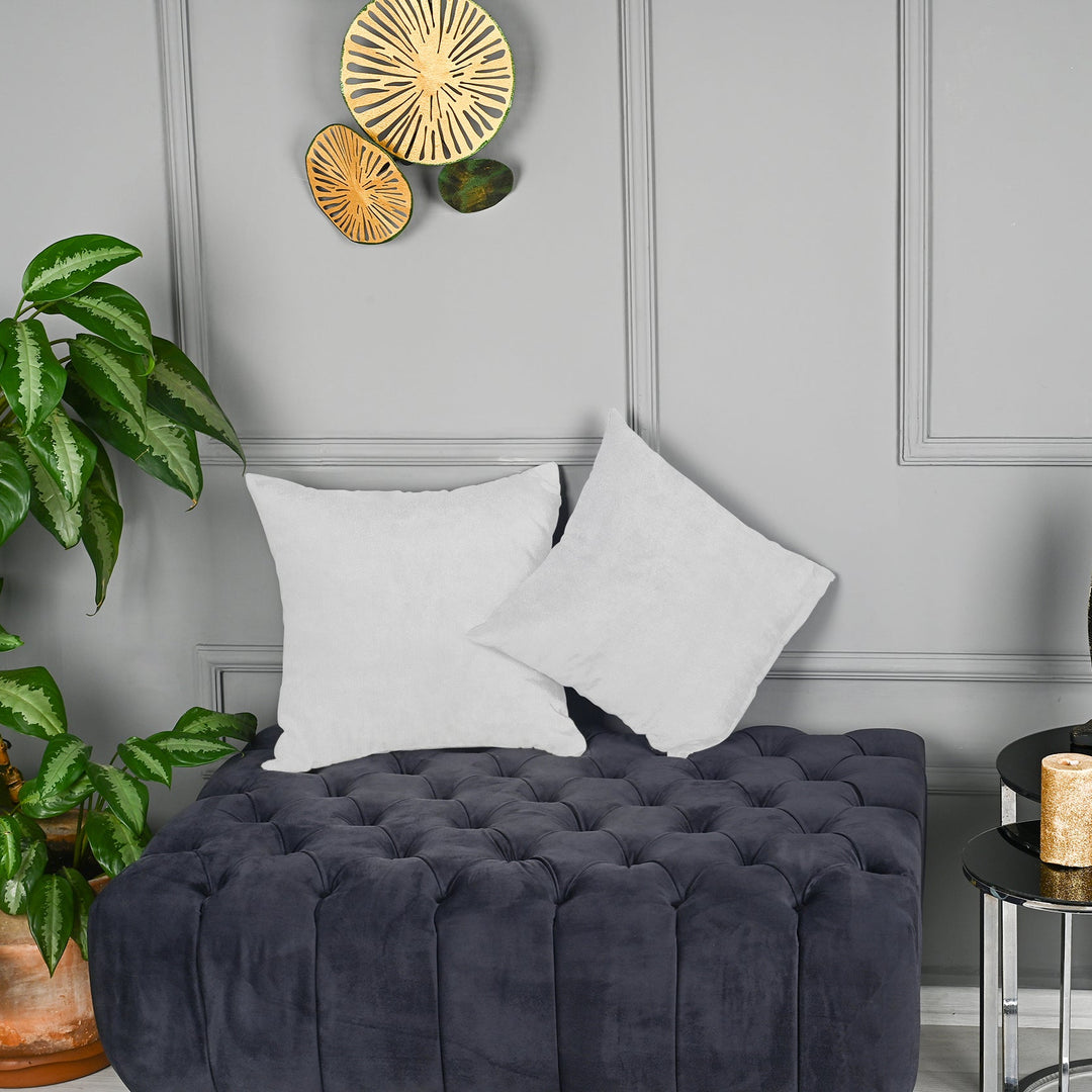  A white matte velvet cushion cover made to measure, shown with a soft smooth texture and neatly tailored edges for a premium finish